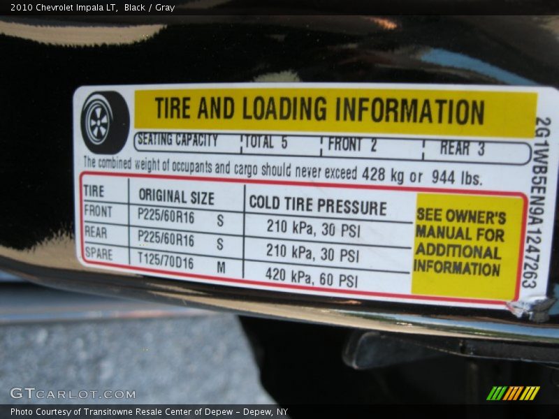 Black / Gray 2010 Chevrolet Impala LT