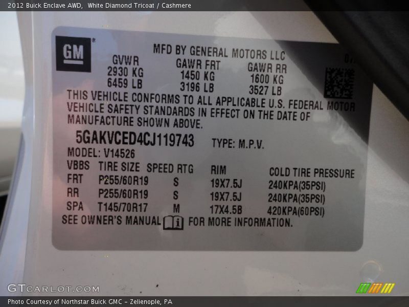 White Diamond Tricoat / Cashmere 2012 Buick Enclave AWD