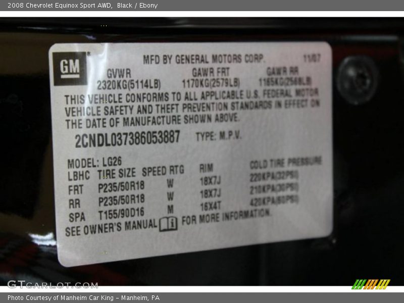 Black / Ebony 2008 Chevrolet Equinox Sport AWD