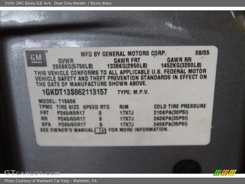 Steel Grey Metallic / Ebony Black 2006 GMC Envoy SLE 4x4