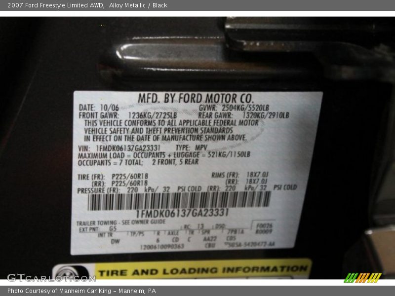 Alloy Metallic / Black 2007 Ford Freestyle Limited AWD