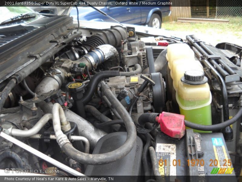 Oxford White / Medium Graphite 2001 Ford F350 Super Duty XL SuperCab 4x4 Dually Chassis