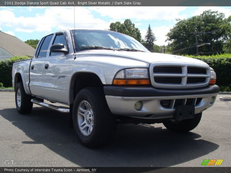 Bright Silver Metallic / Dark Slate Gray 2001 Dodge Dakota Sport Quad Cab 4x4