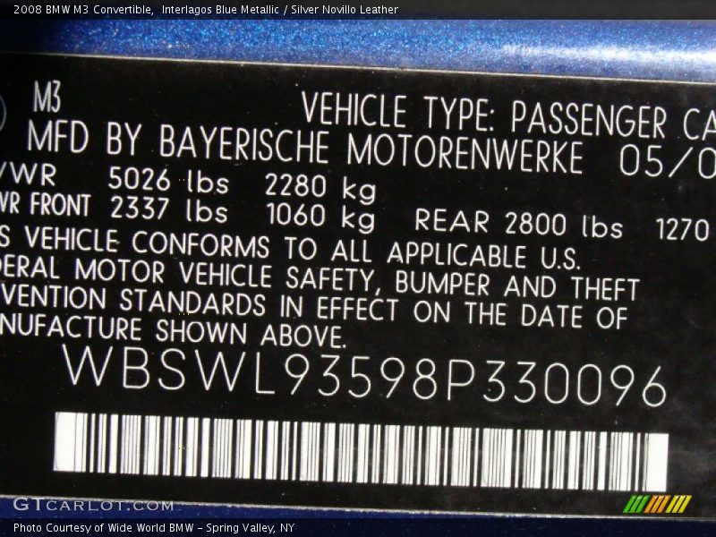 Interlagos Blue Metallic / Silver Novillo Leather 2008 BMW M3 Convertible