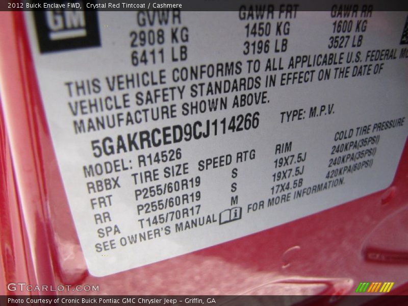 Crystal Red Tintcoat / Cashmere 2012 Buick Enclave FWD