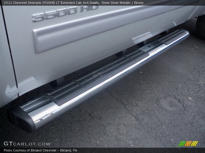 Sheer Silver Metallic / Ebony 2011 Chevrolet Silverado 3500HD LT Extended Cab 4x4 Dually