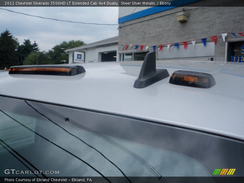 Sheer Silver Metallic / Ebony 2011 Chevrolet Silverado 3500HD LT Extended Cab 4x4 Dually