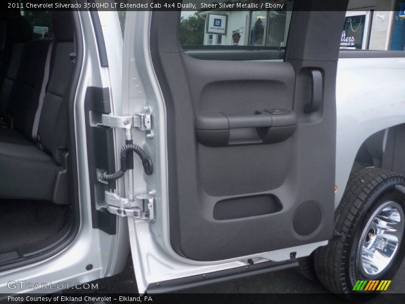 Sheer Silver Metallic / Ebony 2011 Chevrolet Silverado 3500HD LT Extended Cab 4x4 Dually
