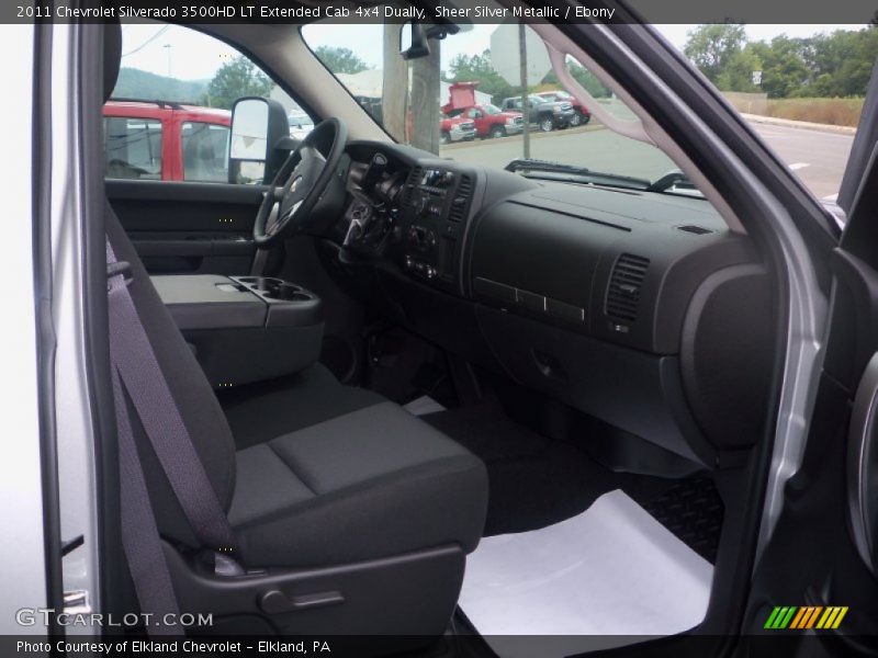 Sheer Silver Metallic / Ebony 2011 Chevrolet Silverado 3500HD LT Extended Cab 4x4 Dually