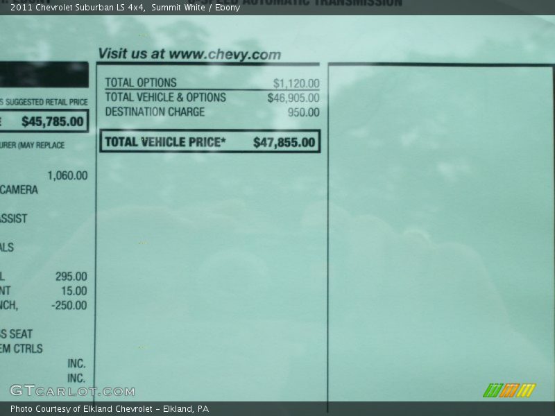  2011 Suburban LS 4x4 Window Sticker