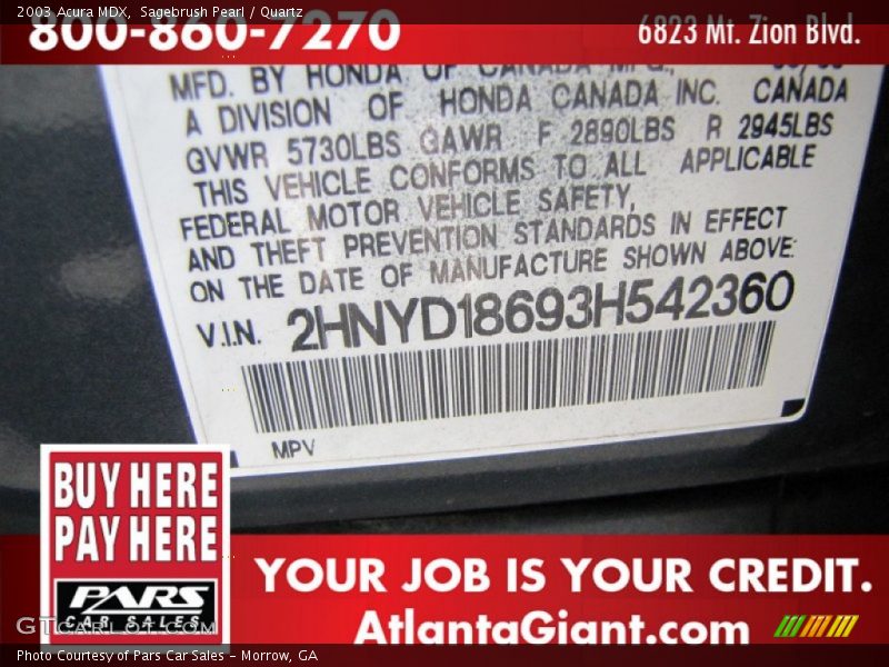Sagebrush Pearl / Quartz 2003 Acura MDX