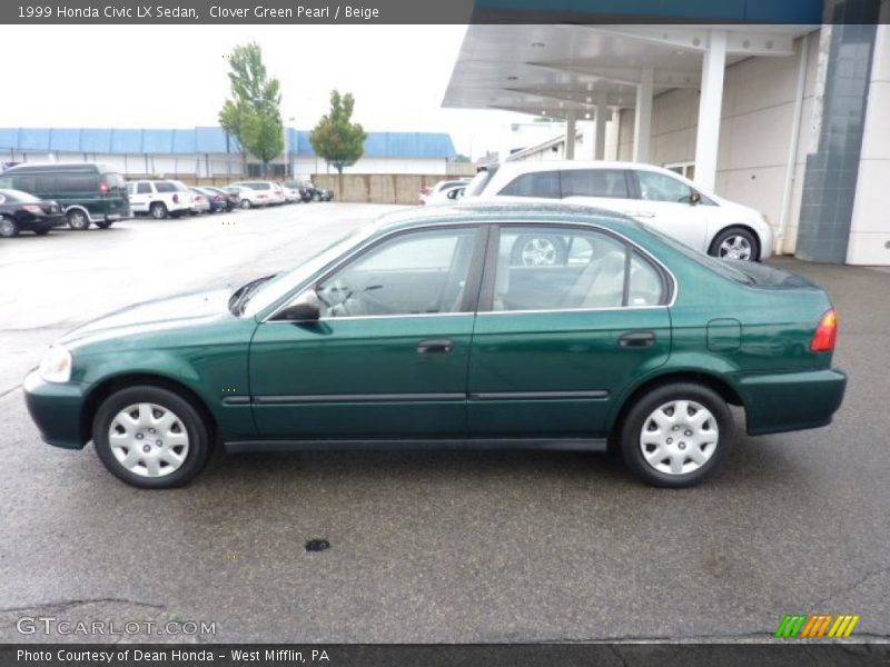 Clover Green Pearl / Beige 1999 Honda Civic LX Sedan