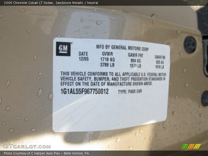 Sandstone Metallic / Neutral 2006 Chevrolet Cobalt LT Sedan