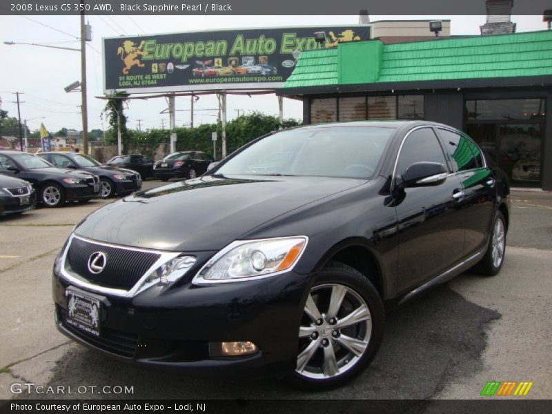 Black Sapphire Pearl / Black 2008 Lexus GS 350 AWD