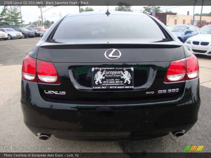 Black Sapphire Pearl / Black 2008 Lexus GS 350 AWD