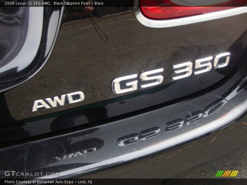 Black Sapphire Pearl / Black 2008 Lexus GS 350 AWD