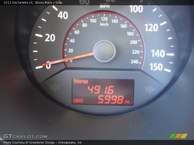 Ebony Black / Gray 2011 Kia Sorento LX