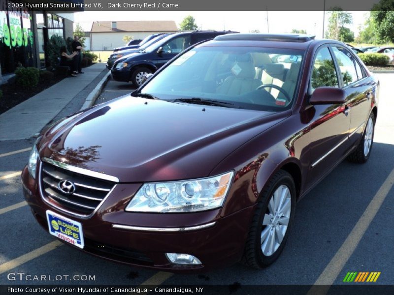Dark Cherry Red / Camel 2009 Hyundai Sonata Limited V6