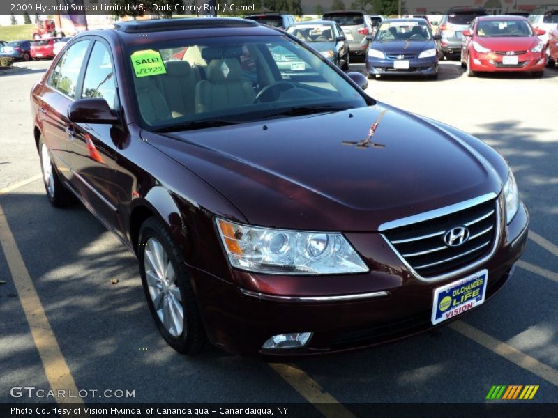 Dark Cherry Red / Camel 2009 Hyundai Sonata Limited V6