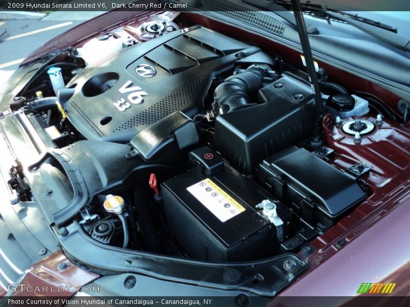 Dark Cherry Red / Camel 2009 Hyundai Sonata Limited V6
