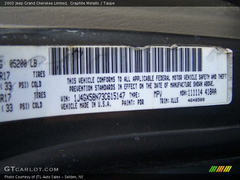 Graphite Metallic / Taupe 2003 Jeep Grand Cherokee Limited