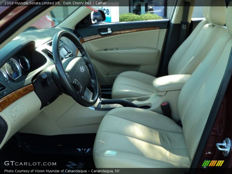 Dark Cherry Red / Camel 2009 Hyundai Sonata Limited V6