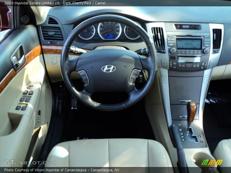 Dark Cherry Red / Camel 2009 Hyundai Sonata Limited V6