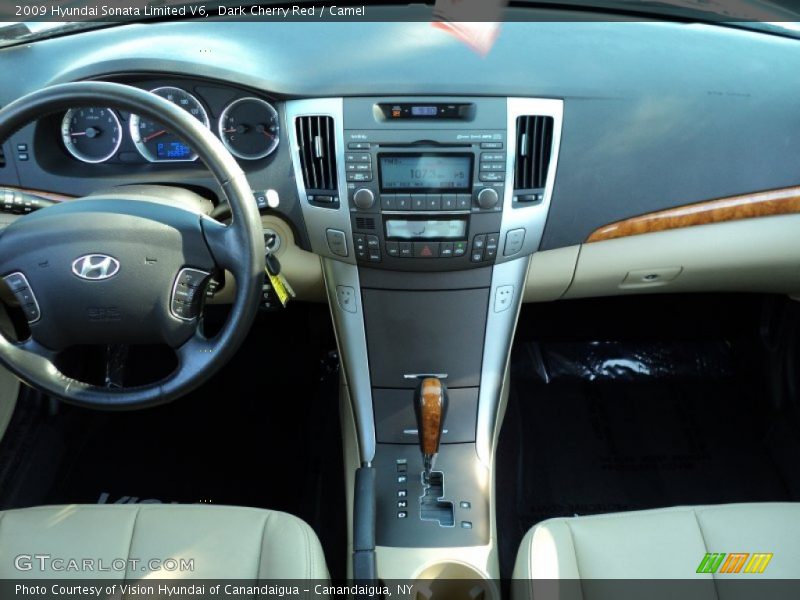 Dark Cherry Red / Camel 2009 Hyundai Sonata Limited V6