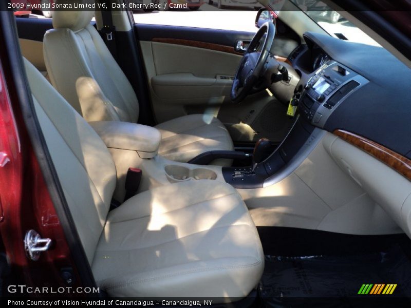 Dark Cherry Red / Camel 2009 Hyundai Sonata Limited V6