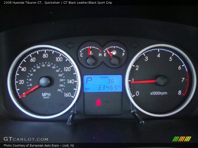 Quicksilver / GT Black Leather/Black Sport Grip 2008 Hyundai Tiburon GT