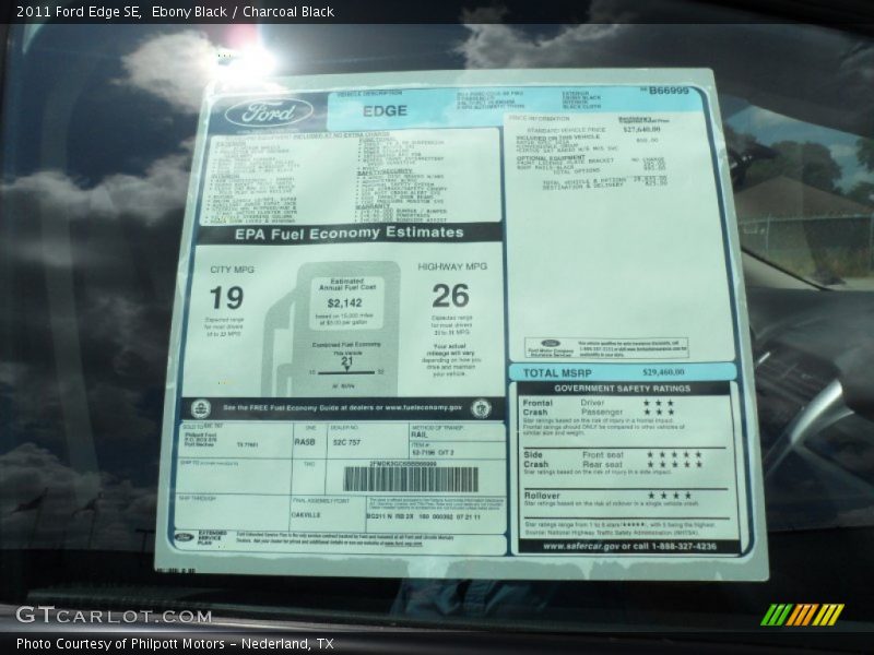 Ebony Black / Charcoal Black 2011 Ford Edge SE