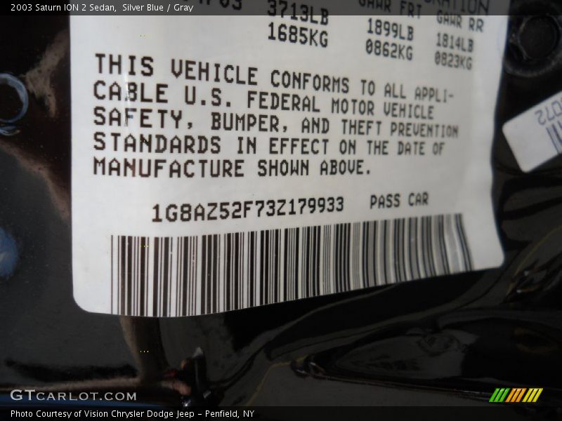 Silver Blue / Gray 2003 Saturn ION 2 Sedan