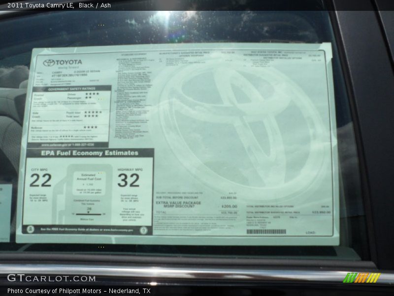 Black / Ash 2011 Toyota Camry LE