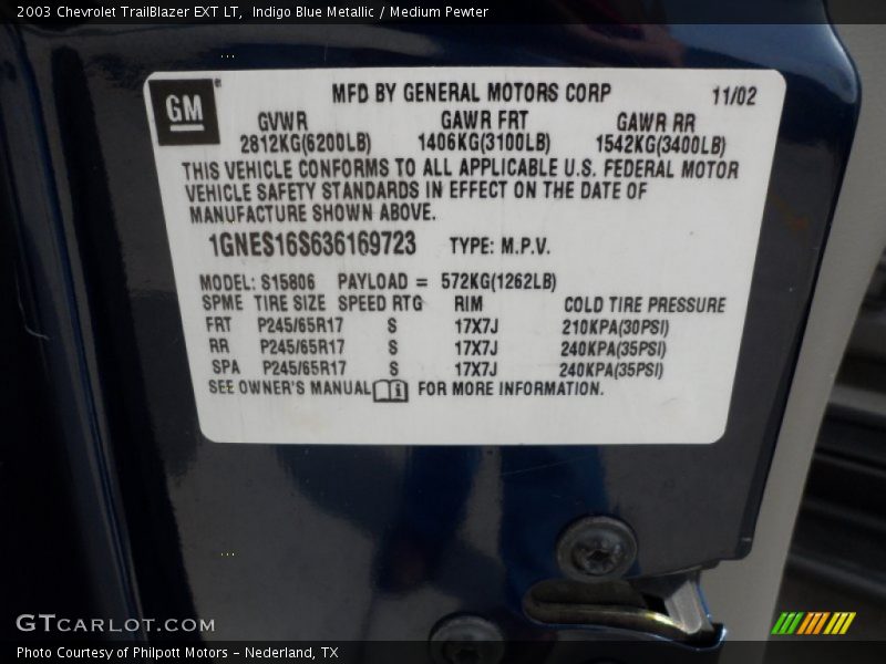 Indigo Blue Metallic / Medium Pewter 2003 Chevrolet TrailBlazer EXT LT
