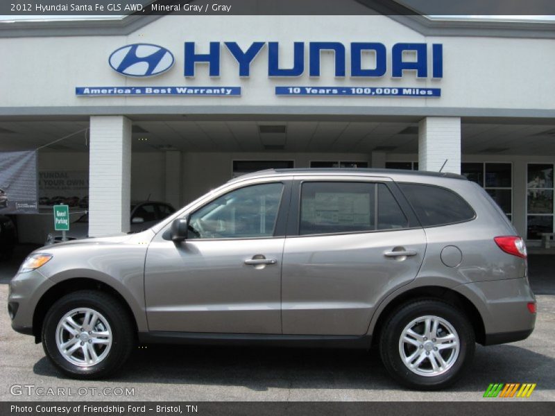 Mineral Gray / Gray 2012 Hyundai Santa Fe GLS AWD