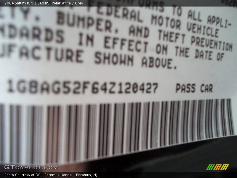 Polar White / Grey 2004 Saturn ION 1 Sedan