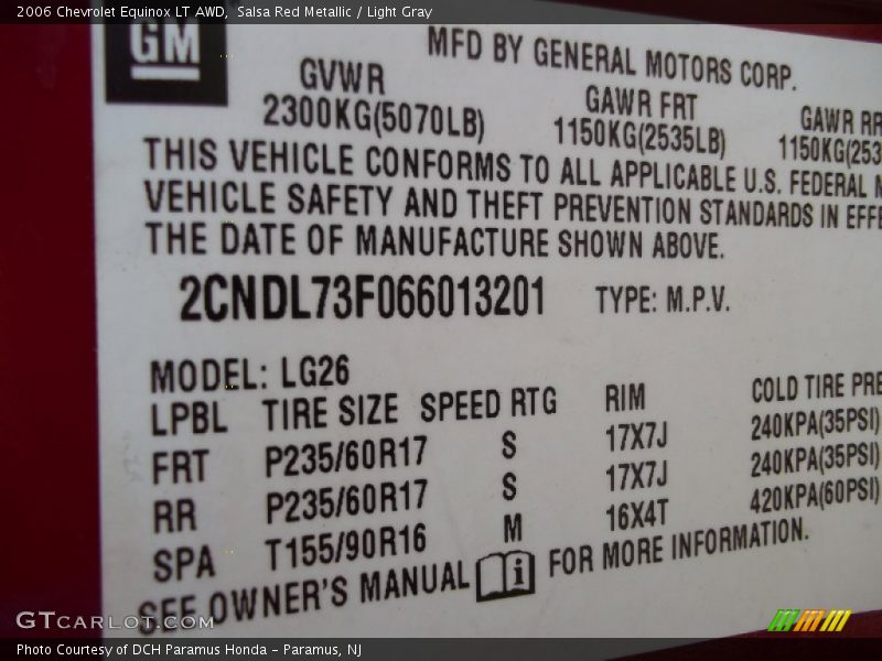 Salsa Red Metallic / Light Gray 2006 Chevrolet Equinox LT AWD