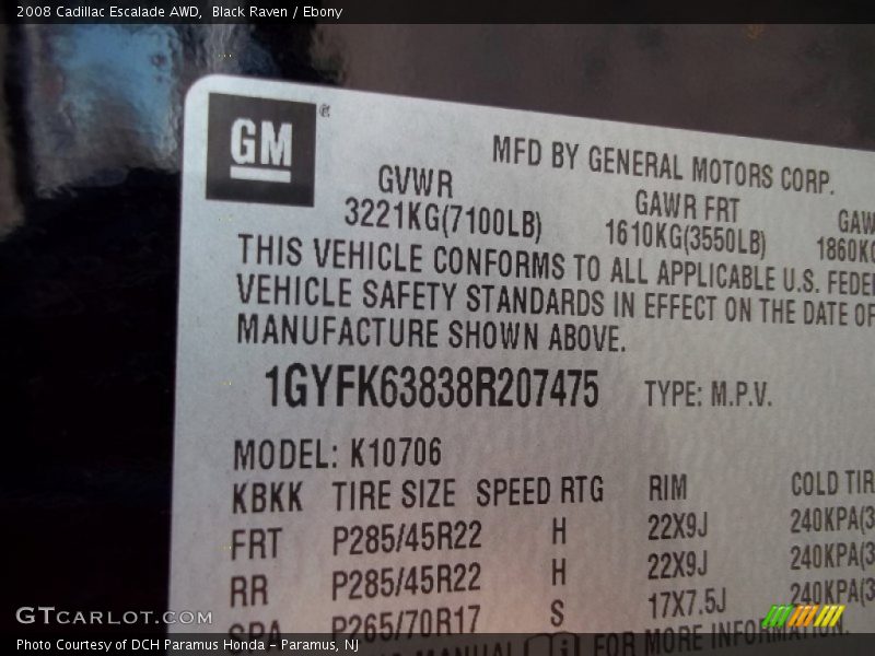Black Raven / Ebony 2008 Cadillac Escalade AWD
