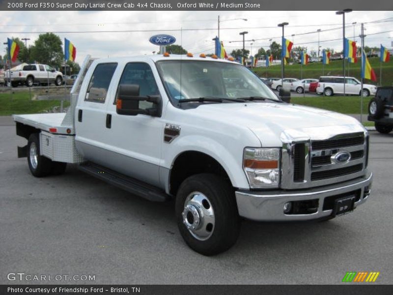 Oxford White / Medium Stone 2008 Ford F350 Super Duty Lariat Crew Cab 4x4 Chassis