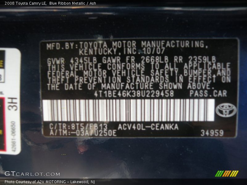Blue Ribbon Metallic / Ash 2008 Toyota Camry LE
