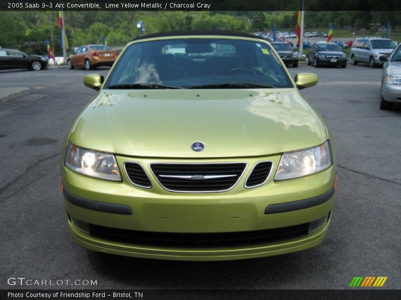 Lime Yellow Metallic / Charcoal Gray 2005 Saab 9-3 Arc Convertible