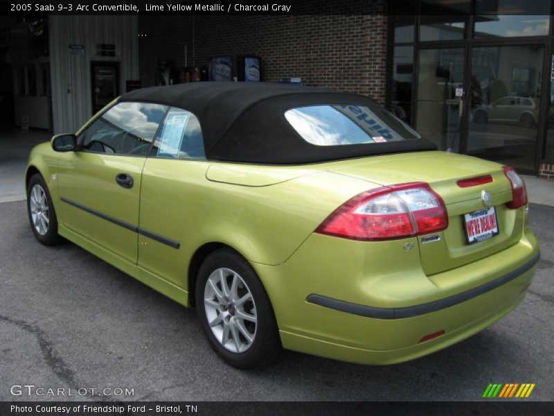 Lime Yellow Metallic / Charcoal Gray 2005 Saab 9-3 Arc Convertible