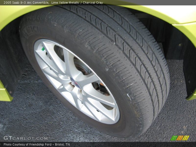 Lime Yellow Metallic / Charcoal Gray 2005 Saab 9-3 Arc Convertible