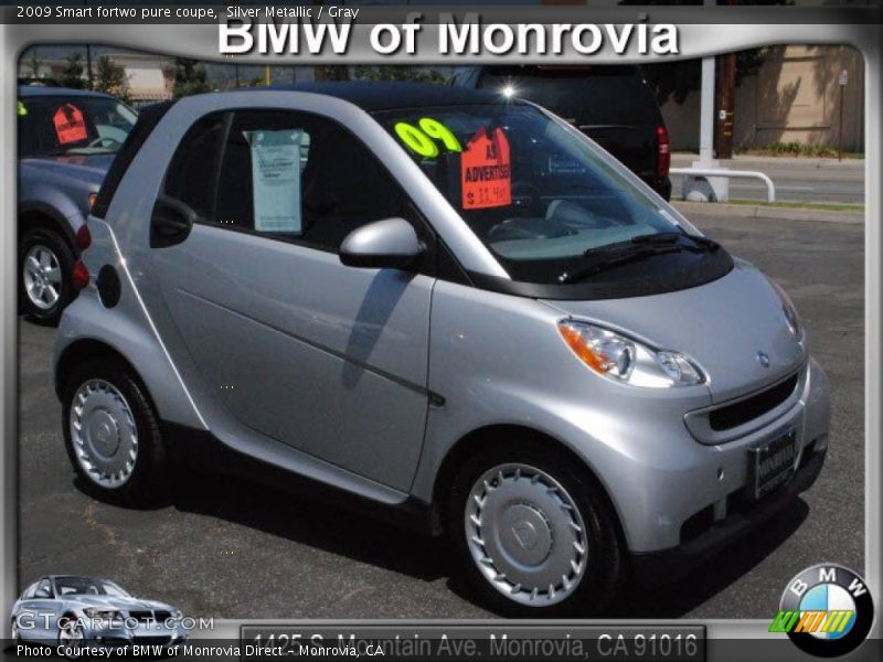 Silver Metallic / Gray 2009 Smart fortwo pure coupe