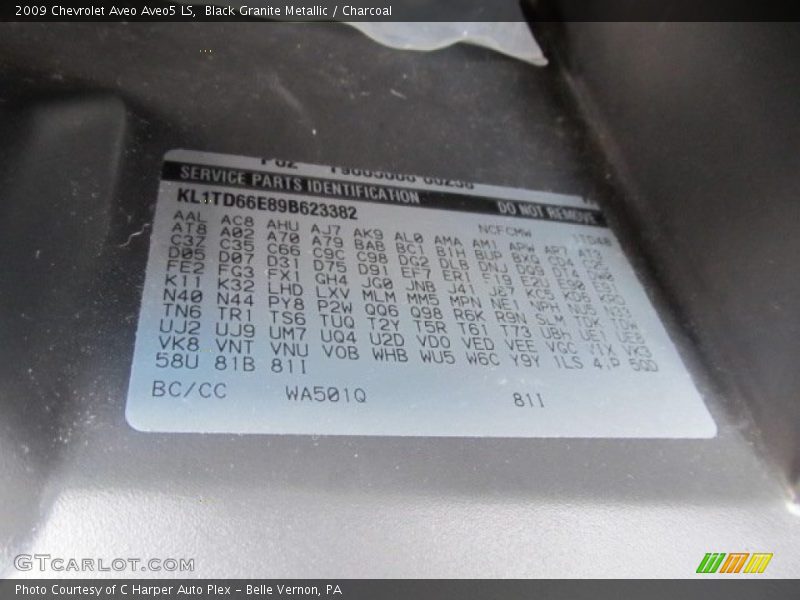 Black Granite Metallic / Charcoal 2009 Chevrolet Aveo Aveo5 LS