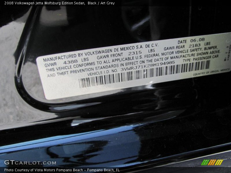 Black / Art Grey 2008 Volkswagen Jetta Wolfsburg Edition Sedan