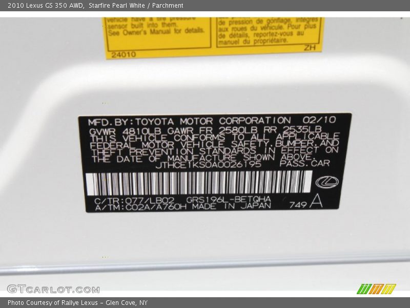 Starfire Pearl White / Parchment 2010 Lexus GS 350 AWD