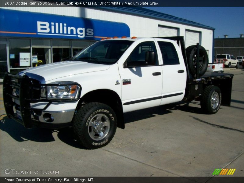 Bright White / Medium Slate Gray 2007 Dodge Ram 2500 SLT Quad Cab 4x4 Chassis