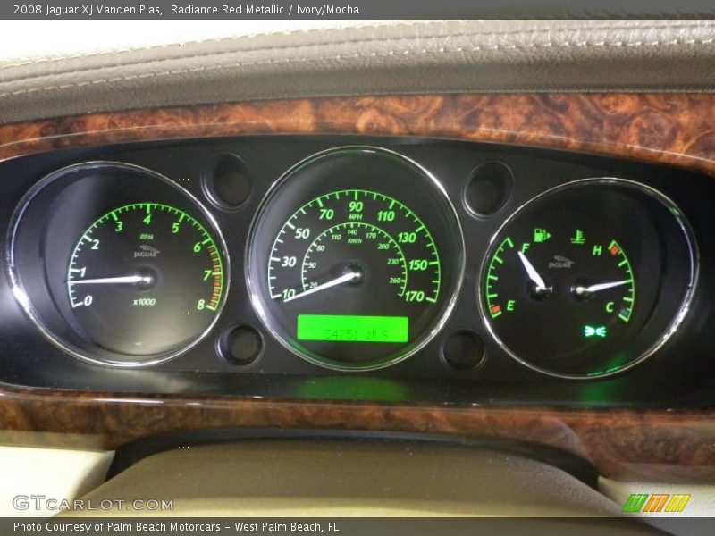 Radiance Red Metallic / Ivory/Mocha 2008 Jaguar XJ Vanden Plas