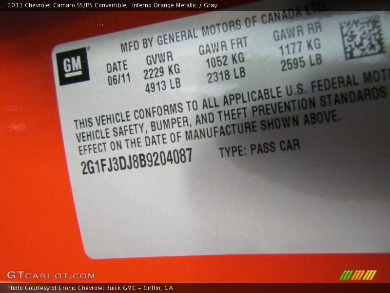Inferno Orange Metallic / Gray 2011 Chevrolet Camaro SS/RS Convertible